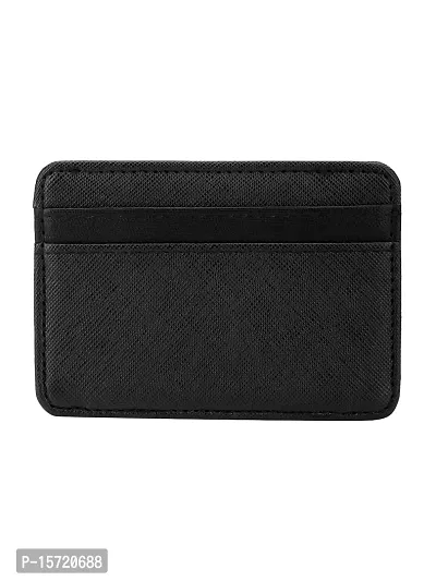 Trendy Men Artificial Leather Black Card Holder-thumb2