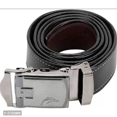 Elegant Black Artificial Leather Solid Belt For Men-thumb2