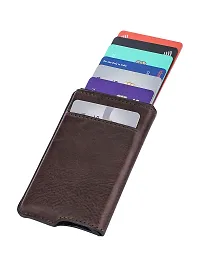 Trendy Men Brown Metal Card Holder With Leather Cover-thumb2