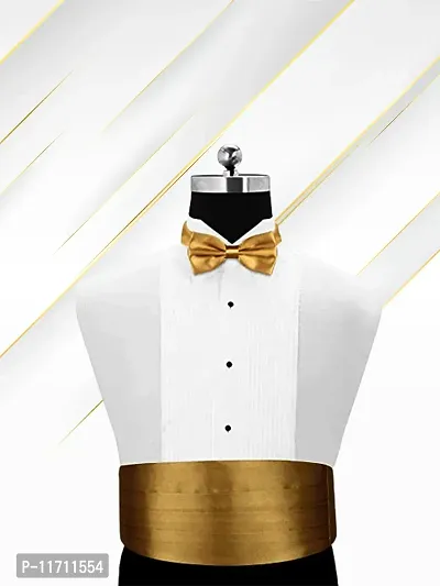 Satin The Cerulean Cummerband and Bow Tie Set (Gold)-thumb0