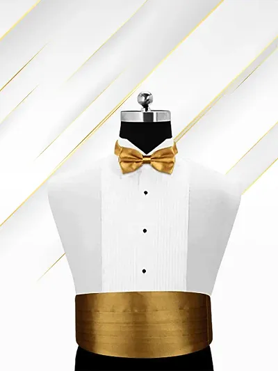 Satin The Cerulean Cummerband and Bow Tie Set (Gold)