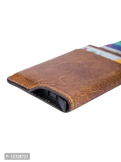 Trendy Men Tan Metal Card Holder With Leather Cover-thumb5