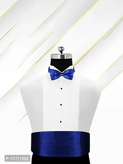 Satin The Cerulean Cummerband and Bow Tie Set (Blue)-thumb0