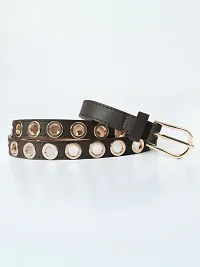 Stylish Solid Artificial Leather Self Design Belt For Women-thumb1