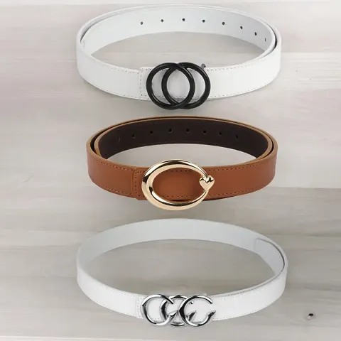 Stylish Artificial Leather Belt For Women Pack Of 3