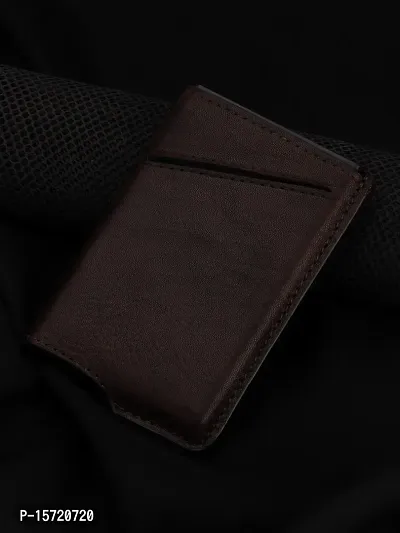 Trendy Men Brown Metal Card Holder With Leather Cover-thumb0