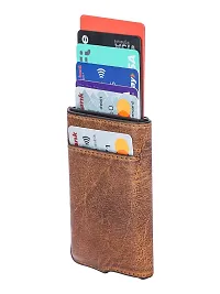 Trendy Men Tan Metal Card Holder With Leather Cover-thumb3