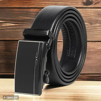 Stylish Artificial Leather Black Slider Buckle Belt