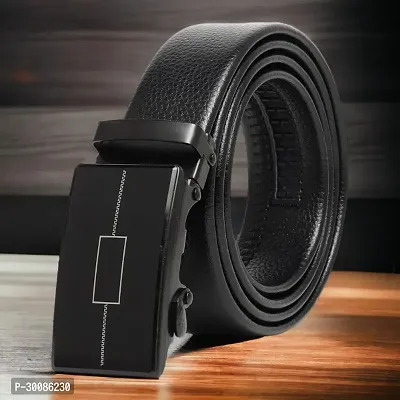 Stylish Artificial Leather Black Slider Buckle Belt