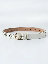 Stylish Solid Artificial Leather Self Design Belt For Women-thumb2