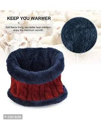 Wool Beanie Cap  Muffler for Menrsquo;s  Women ndash; Winter Cap For Men ndash; Menrsquo;s Woolen Cap With Neck Muffler ndash; Winter Muffler For Women ndash; Soft Woolen Muffler  Cap For Men  Women Set Of 1 (Red)-thumb2