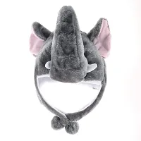 Kids Fur Plush Animal Elephant Warm Ski Beanie Hat (Grey, Free Size)-thumb1