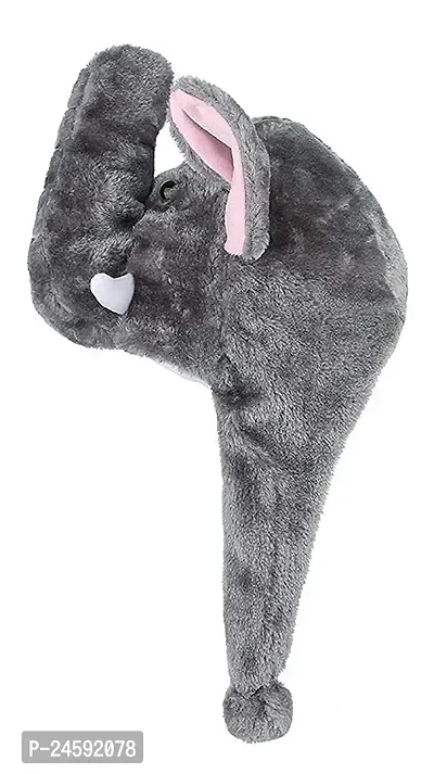 Kids Fur Plush Animal Elephant Warm Ski Beanie Hat (Grey, Free Size)-thumb4