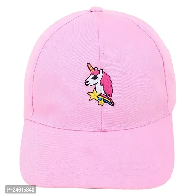 Girls Unicorn Cotton Bbaseball Cap (Pink)-thumb0