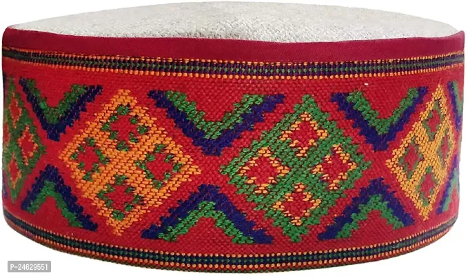 Unisex Himachali Kullu Kinnauri Patti Woolen Cap/Topi Coloured Patti Cap Traditional Handcrafted pahadi topi (grey) new-thumb0
