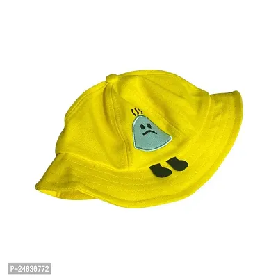 Kid's 100% Cotton Foldable Bucket Beach Sun Hat with Adjustable Elastic for Boys and Girls (yellow)-thumb3