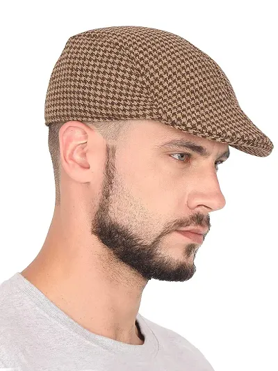 Golf/Flat Cap for Men/Gatsby Newsboy Hat Cap for Men-Assorted Patterns-Pack of 1-Free Size (brown) v