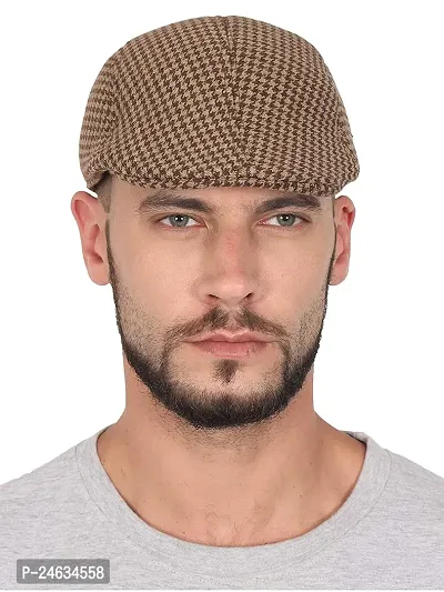 Golf/Flat Cap for Men/Gatsby Newsboy Hat Cap for Men-Assorted Patterns-Pack of 1-Free Size  (brown) v-thumb4