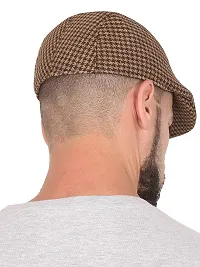 Golf/Flat Cap for Men/Gatsby Newsboy Hat Cap for Men-Assorted Patterns-Pack of 1-Free Size  (brown) v-thumb2