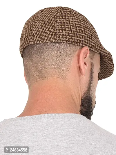 Golf/Flat Cap for Men/Gatsby Newsboy Hat Cap for Men-Assorted Patterns-Pack of 1-Free Size  (brown) v-thumb3