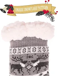 Boy's|Girl's Winter Snowflake Fleece Lining Knit Thick Warm Christmas Slipper Socks Pack Of 1-thumb1