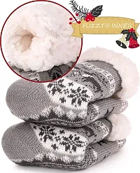 Boy's|Girl's Winter Snowflake Fleece Lining Knit Thick Warm Christmas Slipper Socks Pack Of 1-thumb2