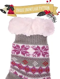 Boy's|Girl's Winter Snowflake Fleece Lining Knit Thick Warm Christmas Slipper Socks Pack Of 1 E5-thumb1