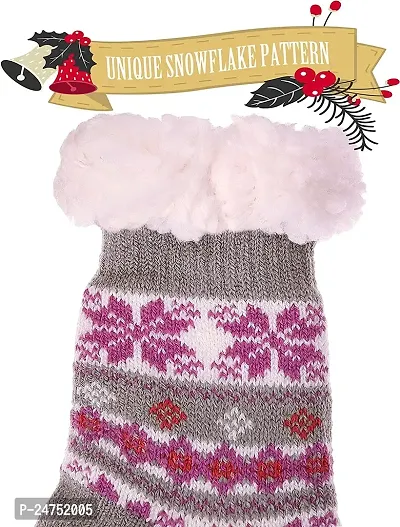 Boy's|Girl's Winter Snowflake Fleece Lining Knit Thick Warm Christmas Slipper Socks Pack Of 1 E5-thumb2