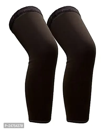 Fur Soft  Warm Stretchable Velvet Fleece KNEE CAP Socks For Men | Women Knee Support (brown)-thumb0