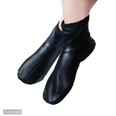 Women's Wool Faux Leather Socks (Black, Free Size) C3-thumb0