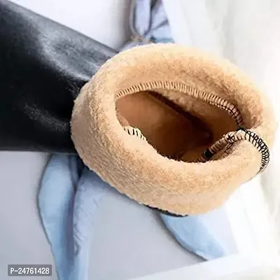 Women's Wool Faux Leather Socks (Black, Free Size) C3-thumb3