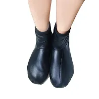 Women's Wool Faux Leather Socks (Black, Free Size) C3-thumb3