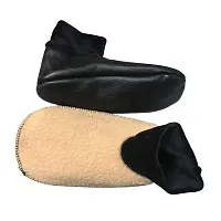 Women's Wool Faux Leather Socks (Black, Free Size) PO2 M1-thumb2