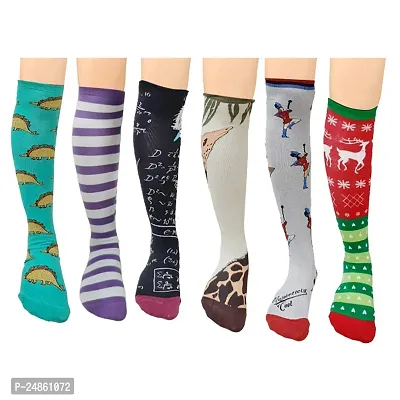 Girl's colorful Long Over Knee-High Socks (Multicolor) (Pack of 6) B2-thumb0