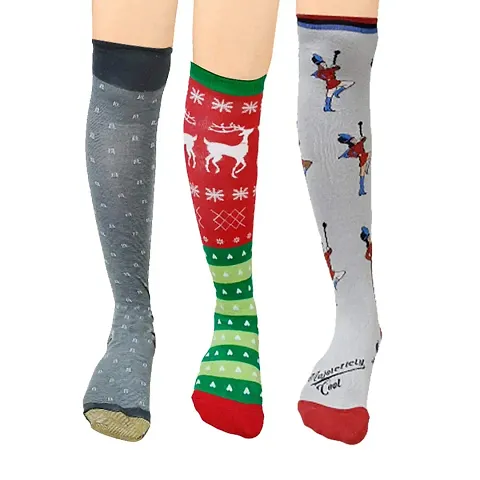 Malvina Women's Multi Design Patterned Winter Warm Over Knee High Socks (Pack of 03) (Multicolor)