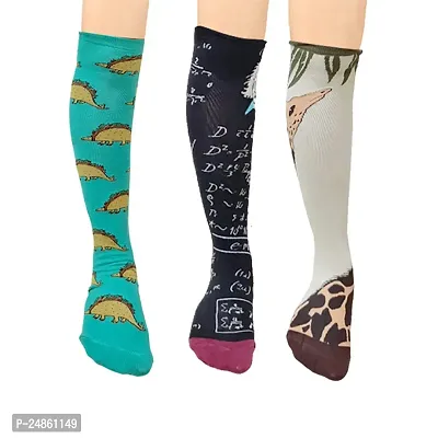 Girl's colorful Long Over Knee-High Socks (Multicolor) (Pack of 3) B2-thumb0