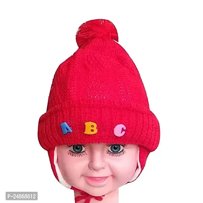 Ultra Soft ABC Woollen Unisex Winter Cap for Boy  Girls Child/Baby/Kids (red) A1-thumb0