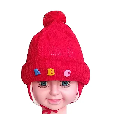 KIDZHEART Baby Winter Warm Fleece Knitted Woolen Cap for Kids Baby Boy's & Girls (Pakc of 1)