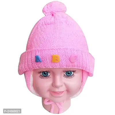 Ultra Soft ABC Woollen Unisex Winter Cap for Boy  Girls Child/Baby/Kids  (PINK)-thumb0