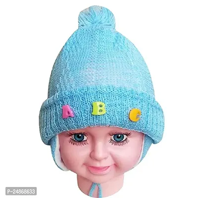 Ultra Soft ABC Woollen Unisex Winter Cap for Boy  Girls Child/Baby/Kids  (BLUE)-thumb0