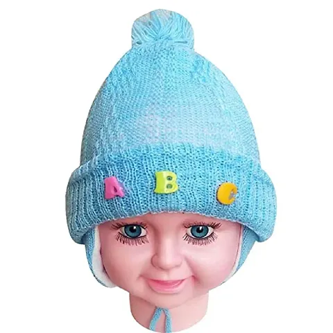 Ultra Soft ABC Woollen Unisex Winter Cap for Boy Girls Child/Baby/Kids (BLUE)