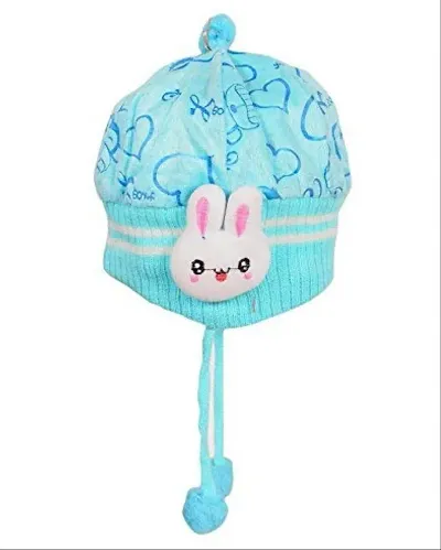 Baby Boy's Girl's Woolen Cap with Side Protection |Toddler Cap (BLUE)