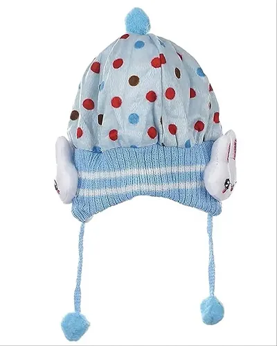 V4U Baby Boy's|Baby Girl's Kids Soft Woolen Cap with Side Protection (0-18Month)