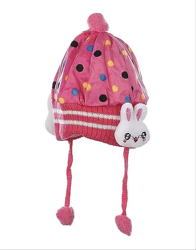 VINSON Baby Boy's|Baby Girl's Kids Soft Woolen Cap with Side Protection (0-18Month)