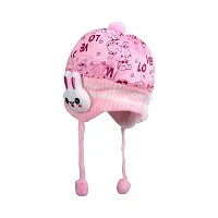 Baby Boy's  Girl's Woolen Cap with Side Protection |Toddler Cap 1 Pc (Pink)-thumb4
