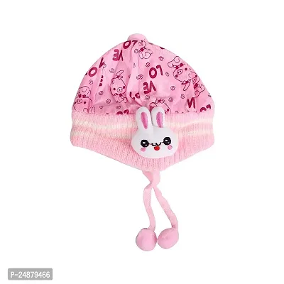 Baby Boy's  Girl's Woolen Cap with Side Protection |Toddler Cap 1 Pc (Pink)-thumb4