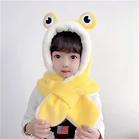 Cute Frog Hat Winter Children Hat Plus Fleece Kids Caps Hat For Girls Boys Scarf Thicken Cap-thumb2