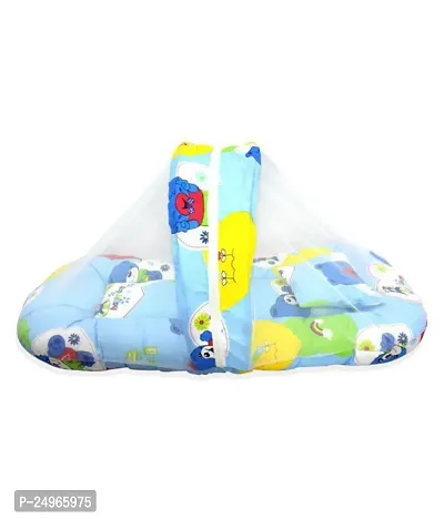 New Born Baby Bedding Set Cotton Mattress with Mosquito Net (0-6 Months) (Blue) B2