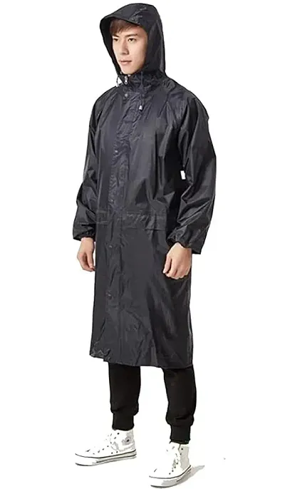 Men's Long PVC Hooded Raincoat
