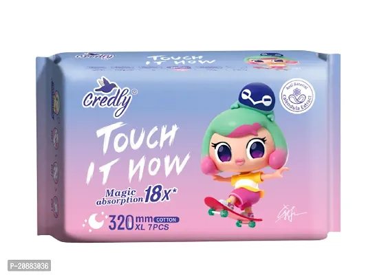 Credly Ultra Premium Soft Sanitary Pad Safe on Skin Toxic free and Rash Free Anti bacterial 18x Faster Absorption 100% Leakage Protection Pack of 4 320mm X-Large (28 Pcs )-thumb0